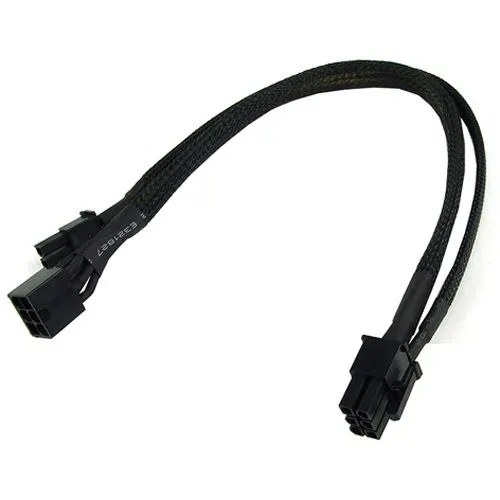 Phobya PCI-E Stromadapter 6pin -> 8pin PCI-E (oder 6pin + 2) 30cm - Schwarz