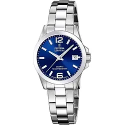 Festina Damen Uhr F20049/5 - Swiss Made Edelstahl - Elegante Armbanduhr für Damen mit blauem Zifferblatt, 10 bar wasserdicht und hochwertigem Edelstahl-Gehäuse. Ideal für jeden Anlass.