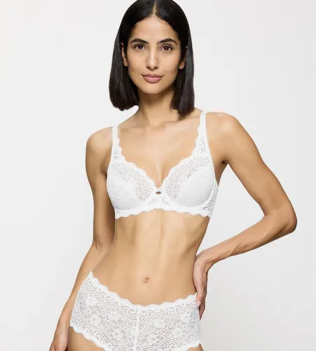 Bügel-BH TRIUMPH, Damen, Gr. 85, Cup G, weiß - Funktionsunterwäsche mit floraler Vollspitze und Bügel, der für optimalen Halt sorgt. Verstellbare Träger und ein 4-reihiger Hakenverschluss garantieren eine perfekte Passform.