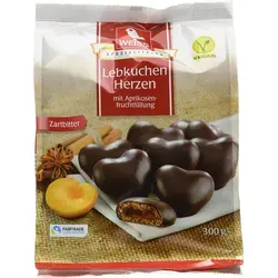 Weiss Lebkuchen Herzen mit Aprikosenfüllung Zartbitter 300g