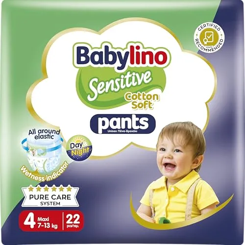 Babylino Sensitive Cotton Soft Windeln Größe 4, Pants Maxi (7-13 kg), 22 Stück