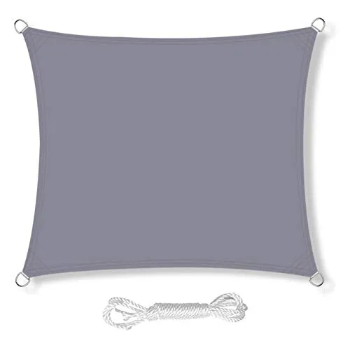 HEYOMART Sonnensegel Sonnenschutz inkl Befestigungsseile PES Polyester wasserabweisend 3,6 x 3,6m Quadrat Sonnensegel mit 98% UV Schutz für Draußen, Patio, Garten Terrasse Camping, Grau