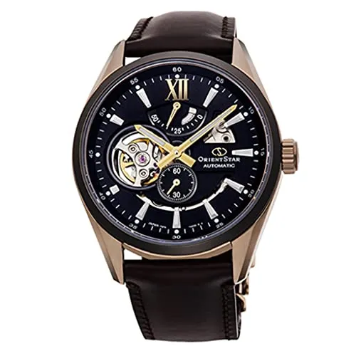 ORIENT Star Herren Automatik Armband-Uhr - Modernes Design mit Edelstahl und Leder - Armbanduhren für Herren, hochwertige Automatik-Uhr mit elegantem Edelstahlgehäuse und robustem Lederband für stilbewusste Männer.