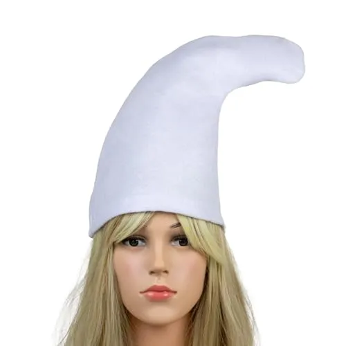 Zwergenmütze Einheitsgröße Erwachsene zum Kostüm Zwerg oder Wichtel, Zipfelmütze Wichtelmütze Elfenmütze - 1 Stück | weiß - Fasching Mottoparty Karneval