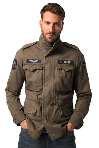 JP 1880 Herren große Größen Übergrößen Menswear L-8XL Fieldjacket, Baumwolljacke, Badges, Vintage Look, bis Gr. 8XL moosgrün 6XL 824338438-6XL
