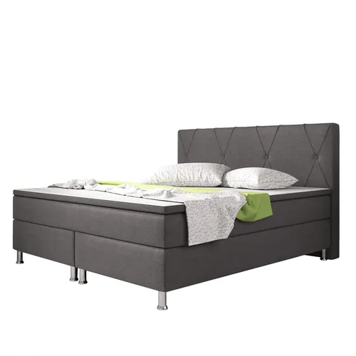 Inter Handels Boxspringbett Boston 180x200 cm anthrazit - Elegantes Boxspringbett mit 5-Gang Bonell-Federkern-Matratze für optimalen Komfort und Körperanpassung, perfekt für erholsame Nächte.