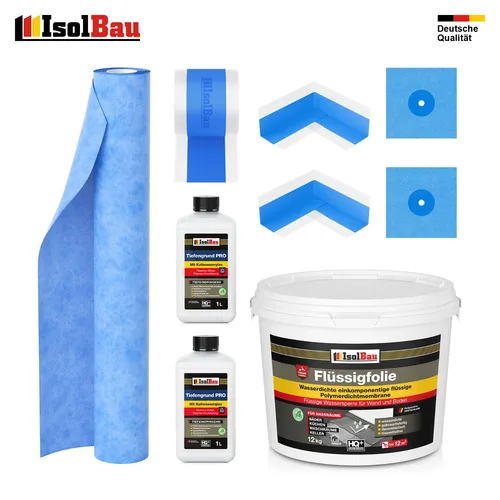Dichtset Flüssigfolie 12 kg Dichtbahn Tiefengrund Dichtband Dichtfolie Innenecke