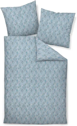 Janine Seersucker Bettwäsche Blau, 155x200 cm in blau von Janine