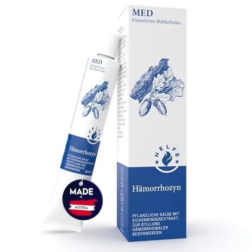 HELFE® Hämorrhozyn Creme (50 ml) Hämorrhoiden Salbe gegen Analfissuren, Juckreiz, Brennen, Schmerzen, Entzündungen im Analbereich