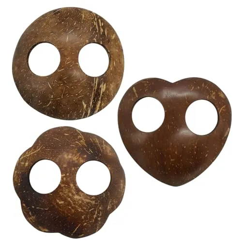 PANASIAM Coconut buckle, Set of 3, Around, Heart, Flower, ∅ 7,5 cm
