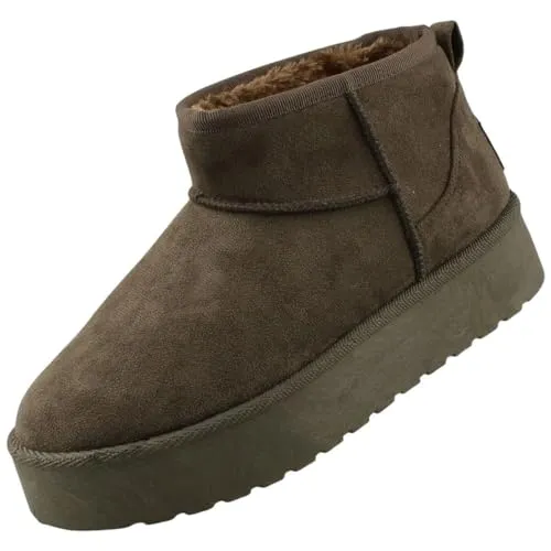 Dockers by Gerli Damen Boots Olive EU 40 - Wanderschuhe, warm gefütterte Schlupfstiefel aus Textil mit stylisher Plateau-Sohle für optimalen Komfort und Trendbewusstsein.