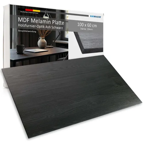 Baumaxxe Tischplatte I 100 x 60 cm I rechteckig I schwarz - Hochwertige Tischplatte mit Melaminbeschichtung, robust und pflegeleicht. Ideal für kreative Projekte und vielseitig einsetzbar.