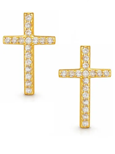 Ohrringe Gold Kreuz 18k Zirkonia Ohrstecker für Damen und Herren - Elegante Ohrstecker in Kreuzform aus 18k vergoldetem Sterlingsilber, mit strahlendem Zirkonia. Ideal für besondere Anlässe oder den Alltag, nickelfrei und in Deutschland gefertigt.