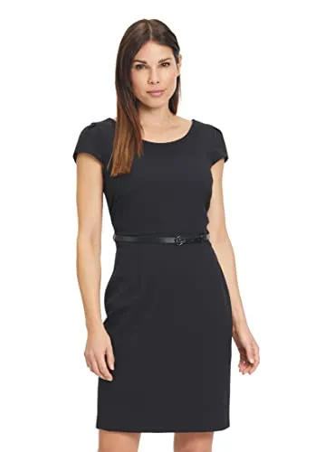 Betty & Co Damen Etuikleid mit Gürtel 40, Schwarz - Elegantes Businesskleid für Damen mit taillierter Passform und Gürtel, ideal für einen professionellen Look im Büro.