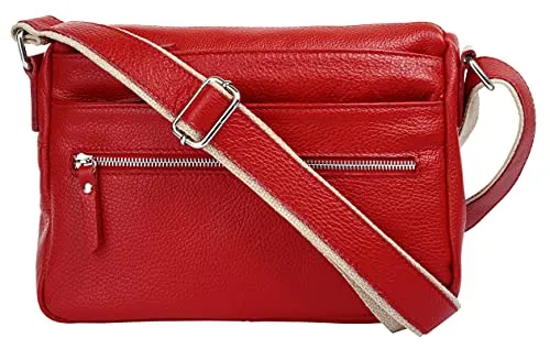 Samantha Look Umhängetasche aus echtem Leder Damen | Kompakte Crossbody Tasche mit Smartphonefach - Umhängetaschen: Made in Italy - Hochwertige Verarbeitung in feinstem Rindleder, kompakt mit cleverer Fächerausteilung für schnellen Zugriff auf Essentials.