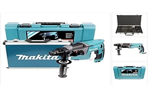 Makita HR2470 Bohrmaschine mit Bohrer & Meißelset, 780 W - Bohrhammer SDS Plus mit 780 W Leistung, ideal für präzises Bohren und Meißeln in verschiedenen Materialien. Perfekt für Profis und Heimwerker.