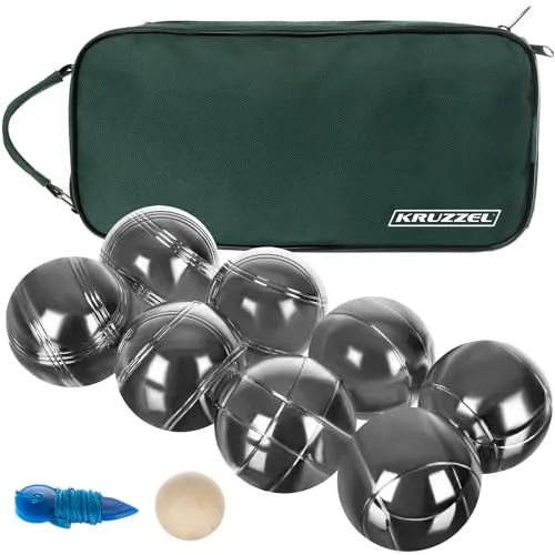 Boule 8 Kugel Set mit Zubehör – Gravierte Motive für Outdoor-Spaß - Boule Set für Freizeitaktivitäten im Freien, inklusive gravierter Motive für einen persönlichen Touch.