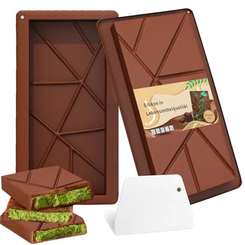 Schokoladenform Silikon,Silikon Tief Schokoladentafel Form 2 Stück Silikonform,Schokoladentafel Tiefe Schokoladenform,Extra Tief Schokolade Form für Dubai Schokolade Praline Süßigkeiten