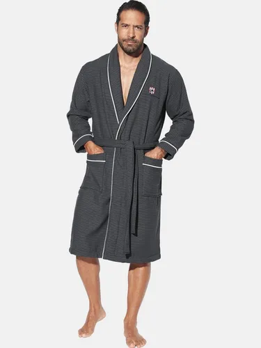 Jan Vanderstorm Herren Bademantel Rolfgard dunkelgrau, 64/66 - Eleganter Herren Bademantel ROLFGARD in Dunkelgrau mit modischen Streifen und Taschen. Hergestellt aus hochwertiger Baumwoll-Polyester-Mischung bietet er optimalen Komfort für entspannte Momente.