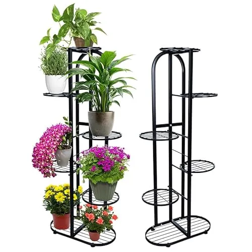 Eleganter Pflanzenständer aus Metall – Blumenregal mit 7 Ebenen für drinnen & draußen – stabiler Blumenständer für Wohnzimmer, Balkon & Garten