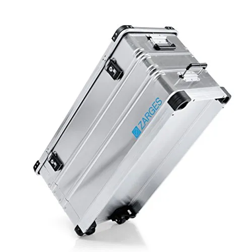 ZARGES K 424 XC - Robuste Aluminiumkiste mit Rollen - Aluminiumbox mit hoher Belastbarkeit von bis zu 50 kg, optimal mobil durch integrierte 50 mm Rollen und Ausziehgriff, perfekt für Transport und Lagerung.