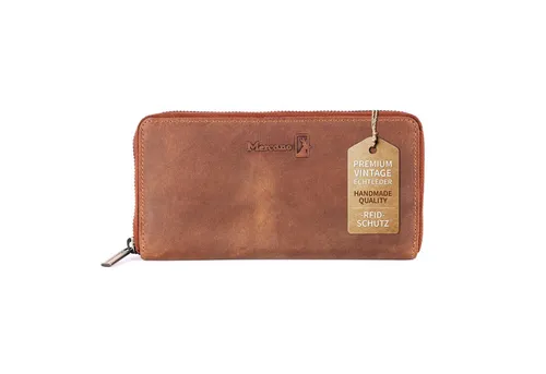 Mercano Geldbörse für Damen aus Echtleder mit RFID-Schutz - Elegante Geldbörse in Vintage-Optik mit Reißverschluss, RFID-Schutz und vielseitigen Fächern. Ideal für stilvolle Damen, inklusive Geschenkbox.