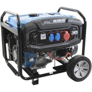Güde Benzin Stromerzeuger GSE 8701 RS - Leistungsstarker Stromgenerator - Stromaggregate mit 4-Takt-Synchrongenerator, ideal für Baustellen und Notstromversorgung, ausgestattet mit Elektrostart und Fahrwerk für einfache Mobilität.