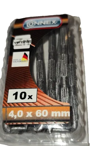Rundstahlhaken geriffelt 4,0x60 mm verzinkt 10 stück