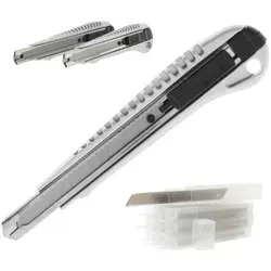 Abbrechmesser 9 mm inkl. 100 Ersatzklingen Alu Profi Line 3 x