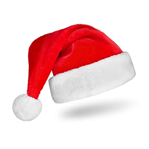 Balinco Rote Weihnachtsmütze für Erwachsene – Plüsch-Nikolausmütze mit weißem Bommel, Unisex Weihnachts accessoires, Rutschfeste, bequeme Winter-Party-Kopfbedeckung