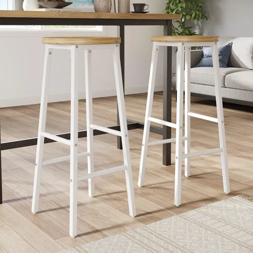 MODFU 2er-Set Barhocker mit verstellbaren Füßen und Holzoptik