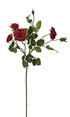 2474U Kunst-Stielblume Rosenzweig mit 4 Blüten rot ca. 71cm naturgetreue Blüte Seidenblume
