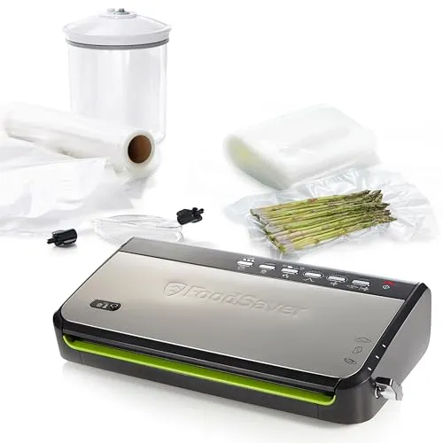 Foodsaver Vakuumiergerät FFS005X – Frische für bis zu 5-mal länger - Vakuumierer mit integrierter Rollenaufbewahrung und Schneidevorrichtung, ideal zur Lebensmittelkonservierung und Reduktion von Abfall um bis zu 87%, für frische und leckere Mahlzeiten jederzeit.