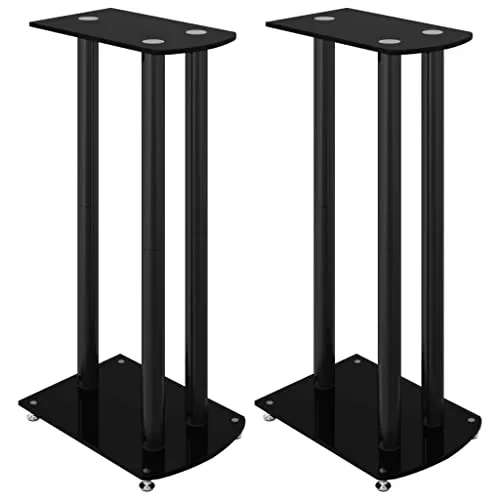 vidaXL Lautsprecher Ständer 2 STK. - Robuste Boxenständer mit Hartglas - Lautsprecherständer mit rutschfesten Füßen für stabilen Halt und besseres Kabelmanagement. Ideal für ein aufgeräumtes Zuhause und eine erstklassige Klangqualität.