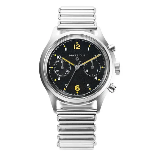 Praesidus PAC76 Chronograph Mechanisch Quarz Hybrid Stahl Schwarz Herren Uhr