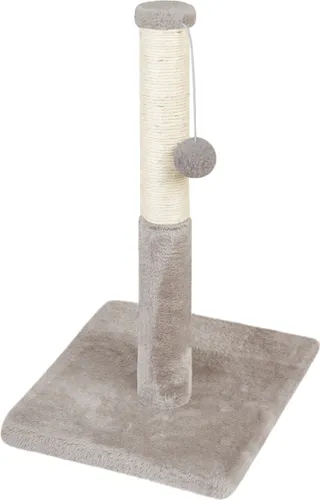 Domarex Kratzbaum für Katzen Grau 30x30x52 cm – Stabil, mit Spielseil & Plattformen – für Krallenpflege, Spiel & Bewegung