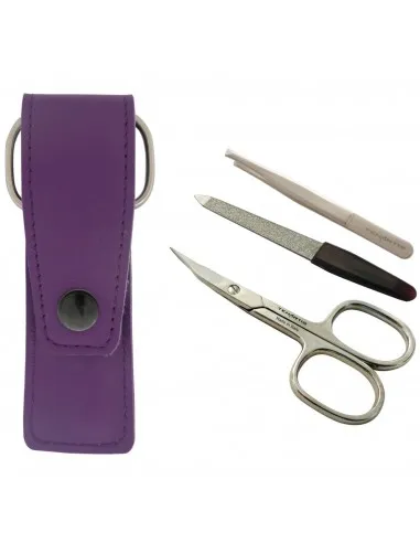 teiliges Maniküre Etui aus echtem Leder mit Nagelschere, Nagelfeile und Pinzet 3