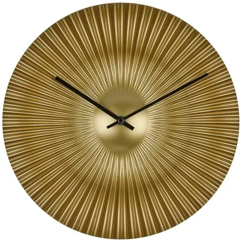 TFA Wanduhr 60.3031.53 Design Quarzuhr, Rokoko, Ø 33 cm, gold - Elegante Wanddekoration aus Kunststoff mit Fächeroptik, ideal für modernes Ambiente und Retro-Glamour-Style. Quarzuhr mit 33 cm Durchmesser, goldfarbener Rahmen.