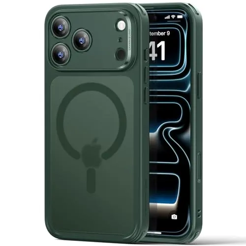 ESR für iPhone 17 Pro Hülle mit Kamerasteuerung Capture Button, Kompatibel mit Magsafe, Handyhülle für iPhone 17 Pro Case, Anti-Vergilbung, Zertifizierter Militärschutz Starke Stoßfest, Matt Grün