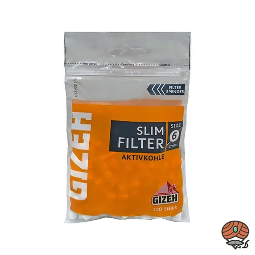Gizeh Slim Filter 6mm mit Aktivkohle – 120 Stück Packung