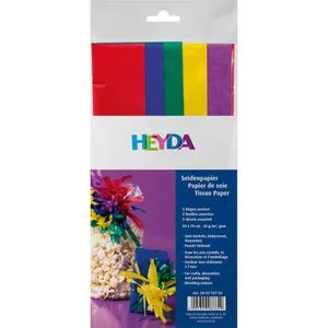 Heyda Seidenpapier 203375706, 5 Farben, 50 x 75cm, 5 Blätter, ungefaltet, 20g/m², 5 Stück