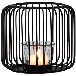 Skandinavische Deko Windlicht Teelichthalter Kerzenhalter Cibolo Schwarz Gross