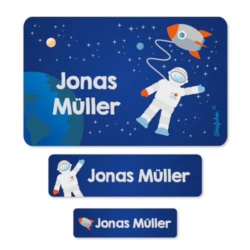 Produktbild Striefchen® Schuletiketten mit Wunschname Motiv: Astronaut