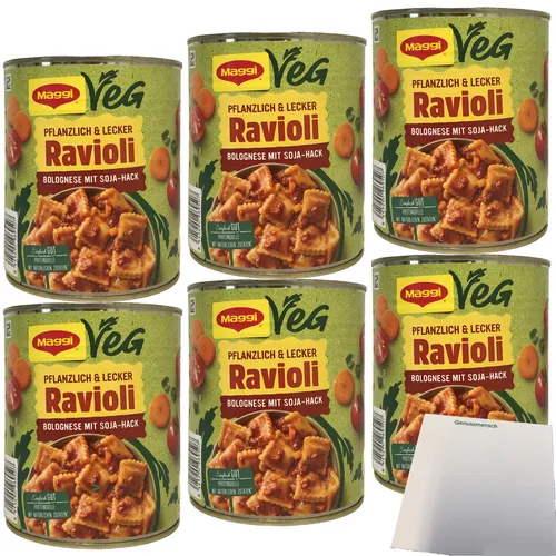 Maggi Ravioli Bolognese mit Soja-Hack vegan 6er Pack 6x800g Dose usy Block