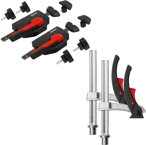 Bessey Spanntisch-Set WNS-Set-MFT und TW20-15-8KLI-SET - Klemmzwingen & Schraubstöcke, ideales Spannsystem für präzises Arbeiten und professionelle Ergebnisse in der Holzverarbeitung.