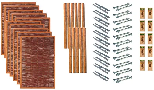 Tetzner & Jentzsch Weidenzaun Fresno 8, Set mit 10 Elementen - Robuster Weidenzaun aus verzinktem Stahl und Weidengeflecht, ideal für stilvolle Hauseinzäunung. Set beinhaltet 10 Elemente und 11 Pfosten für einfache Montage und langlebige Nutzung.