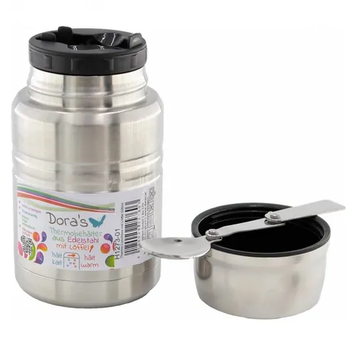 Dora's Thermo Lunchbox 750ml Edelstahl Isolierbehälter mit Löffel