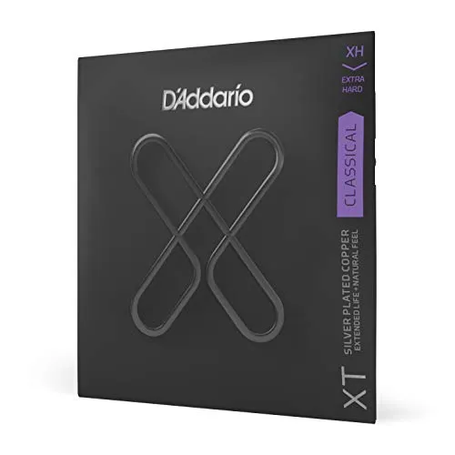 D'Addario Gitarrensaiten Konzertgitarre | Gitarrensaiten Akustikgitarre | Premium beschichtete, langlebige Saiten für Konzertgitarre | XTC44 | versilbertes Kupfer | Extra Hard Tension