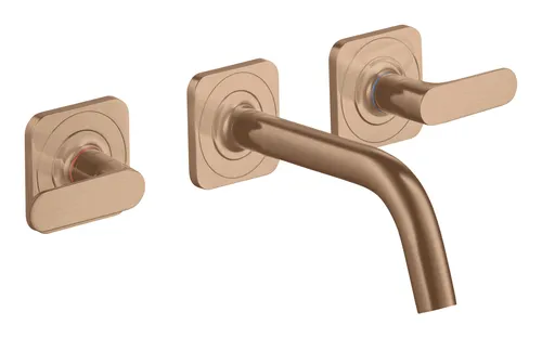 Axor Citterio M 3-Loch Waschtischarmatur Unterputz - Brushed Red Gold - Elegante Waschtischarmatur mit 166 mm Ausladung, ideal für modernes Badezimmerdesign.