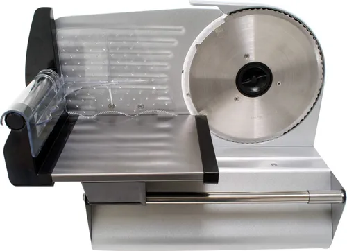 DESKI Elektromesser Allesschneider - 200 W Alugussgehäuse - Allesschneider mit 200 W Leistung und robustem Alugussgehäuse, ideal für präzises Brot- und Gemüseschneiden in der Küche.